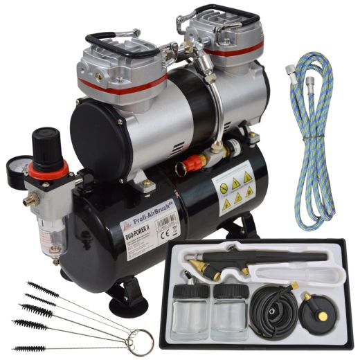 Profi-AirBrush Set Duo-Power I mit Airbrush Pistole 138 D