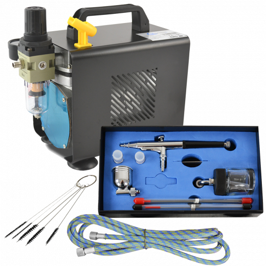 Profi-AirBrush Kompressor Ultimate Set I mit Zubehörauswahl