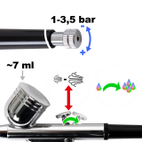 Airbrushpistole Profi-AirBrush Gravity Double-Action-Gun 130 D 0,3 mit Druckluftschlauch