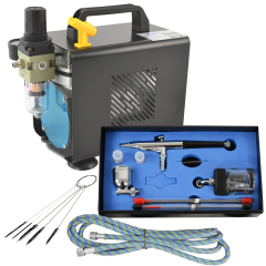 Profi-AirBrush Kompressor Ultimate Set I mit Zubehörauswahl