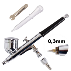Airbrushpistole Profi-AirBrush Gravity Double-Action-Gun 130 D 0,3 mit Druckluftschlauch